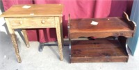 Vintage Child’s Desk in Rolling Pine TV Stand