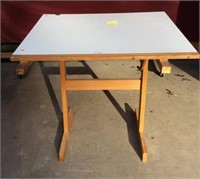 Formica Top Oak Students Drafting Table