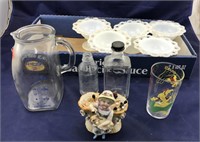 Old Baby Pitcher & Hat Pins & More Vntg Glass