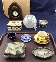 Old Hand Made Clock + French Box + Dragonware &