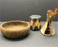 Indian bowl and tee-pee