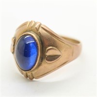 18k Gold Ring w/Blue Stone - Size 11-1/2