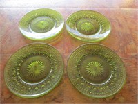 Vintage Press Glass Green Dish Set