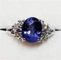 Certified 10K Tanzanite(2.1ct) Diamond(0.2ct) Ring