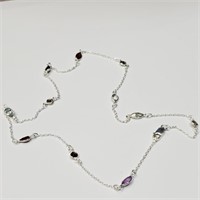 $300 Silver Muti Genuine Gemstone 18" Necklace