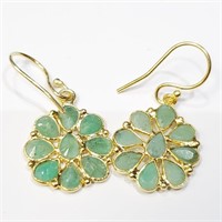$240 Silver Emerald Gold Plated Earrings