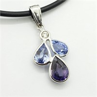 Certified 14K Sapphire(2ct) 1 Diamond Pendant