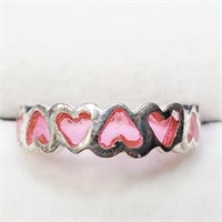 Silver Pink Crystal Ring