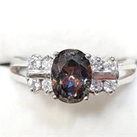 $160 Silver Rainbow Topaz Ring