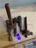 Antique hand tools and depth gage