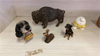 CAST IRON BUFALO AND OTHER ANIMALS