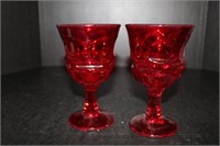Vintage Ruby Red Stemmed Crystal Glasses 6 1/2"