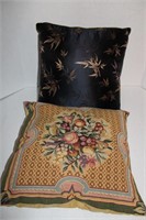 Blue & Tan Floral Pillows from Versailles France