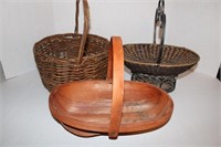 Lot of Baskets with Handlesone with Metal Handle a