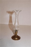 Crystal Vase Brass Base 8"