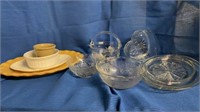 ASSORTMENT OF PLATTERS BOWLS AND HEART SHAPES