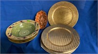 JELLO MOLD , PIER ONE BIG BOWL AND  PLATTER AND 8