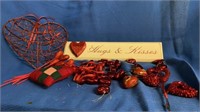 VALENTINE WALL PLAQUE AND MANY DECORATIONS