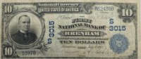 1903 U.S. $10 LARGE NATIONAL CURRENCY - BRENHAM