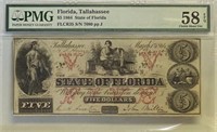 1864 STATE OF FLORIDA $5 NOTE