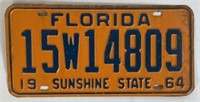 FLORIDA LICENSE PLATE - 1964