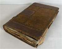 1850'S LEDGER TURNED SCRAPBOOK