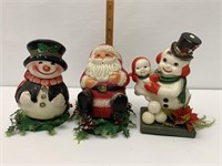Set of three vintage snowman Santa snowman