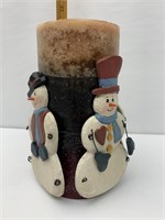 Candle with wooden snowman