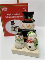 Snowman napkin holder and salt and pepper set
