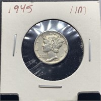 1945 MERCURY SILVER DIME