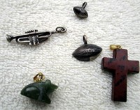 5pc Charms - Sterling, Jade & Stone