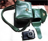 Camera & Case - Circa 1960's ~ Green Plastic
