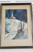 Print, Framed Winter Scene, Artwork