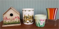 4 Piece Birdhouse & Houseplant Pot Collection