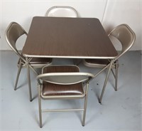 Vintage Card Table with 4 Padded Chairs