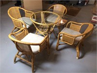 Glass top Rattan Table and Chairs