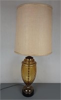 Extra Large Vintage Amber Glass Lamp with Shade