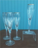 4 Piece Unmarked Crystal Flutes