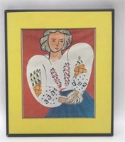 Framed and Matted Page From Matisse Calendar