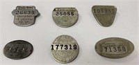 Lot of 6 Indiana State Chauffeur License Tags