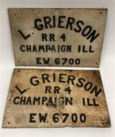 Two Vintage L. Grierson Grain Truck Masonite Signs