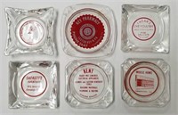 6 Vintage Champaign IL Advertising Glass Ashtrays