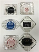 Lot of 6 Vintage Local Advertising Ashtrays