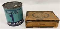 Vintage Cigarette Tobacco Can & Cigar Box