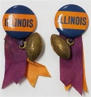 2 Vintage University of Illinois Football Buttons