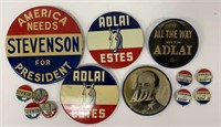 12 Vintage Adlai Stevenson Political Buttons