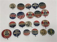 21 Vintage Franklin Roosevelt Political Buttons