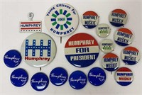 Lot of 18 Hubert Humphrey Political Buttons