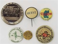 Lot of 6 Vintage Advertising Pinback Buttons