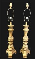 Beautiful Pair of Bleached Wood Lamp Bases